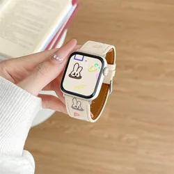 New minimalist microfiber rabbit graffiti strap compatible with 38/40/41/42/44/45/49mm Apple Watch strap Apple Watch strap Apple