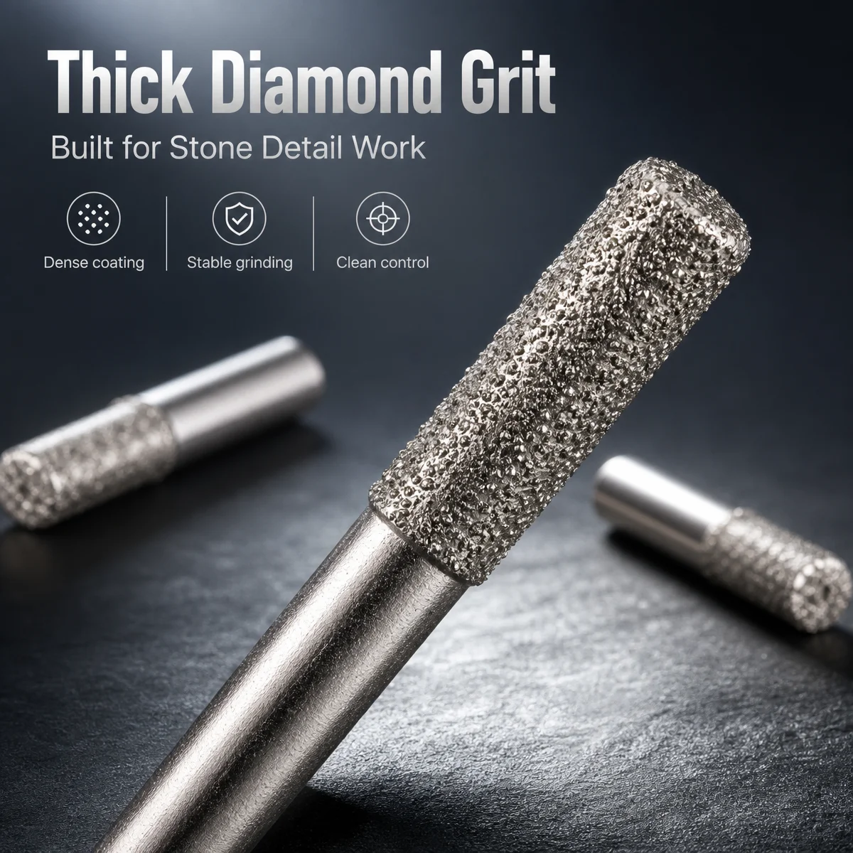 5PC Diamond Stone Milling Cutter Set Multi-Layer Electroplated Flat-End Straight CNC Router Bits for Engraving Grinding Carving