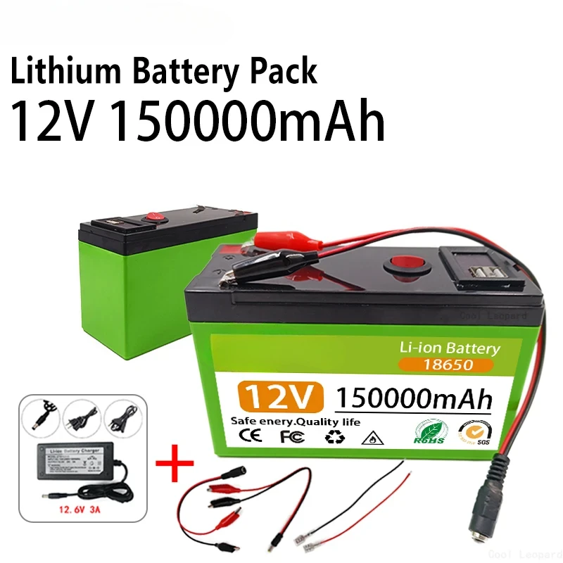 9V- 12V 150000mAh Built-in BMS 80A High Current 12v 150Ah 18650 Li Ion Battery Electric Vehicle Lithium Battery Pack