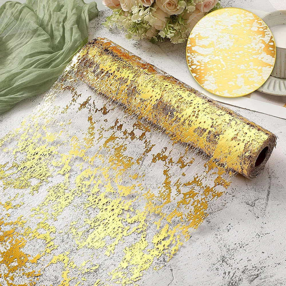 Sparkle Metallic Table Runners Gold Silver Thin Glitter Sequin Mesh Roll for Birthday Party Wedding Decor