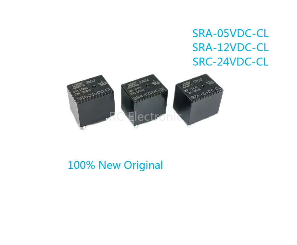 100PCS Relay SRA-05VDC-CL SRA-12VDC-CL SRA-24VDC-CL 5V 12V 24V Original Songle Power universal 5-pin Black Automobile relay