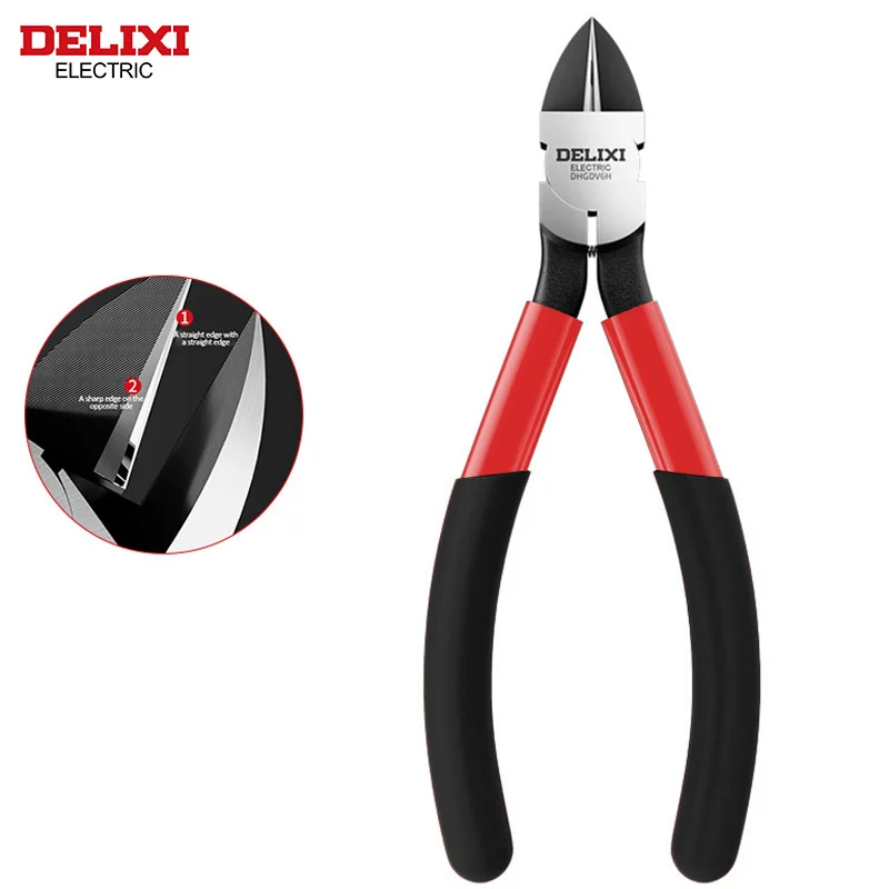 DELIXI ELECTRIC Nozzle Pliers，50CRVChromiumVanadiumSteel CNC PrecisionGrindingSuperhard Blade,Cutting Plastic CopperAluminumIron