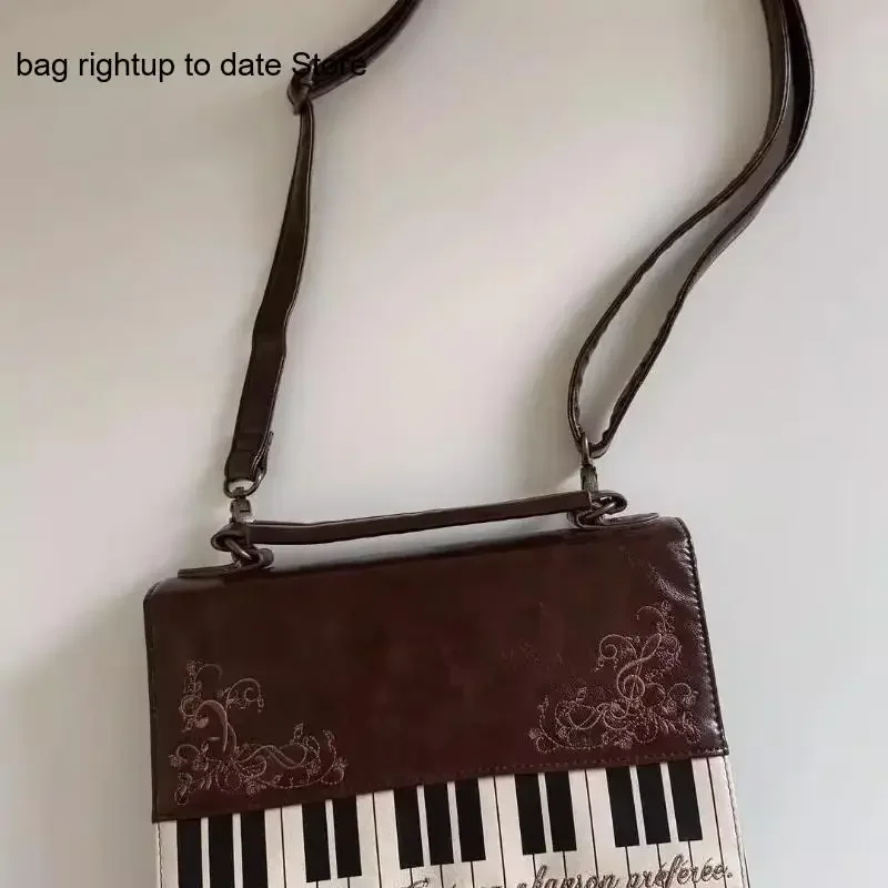Casual Commuter Women's Shoulder Bag, Cute Piano Shape with Color Block Vintage Aesthetic Crossbody Handbag