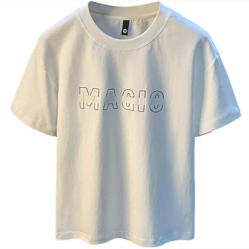 Solid color short sleeved T-shirt for men in summer 2025, new oversized loose casual base shirt, thin breathable top