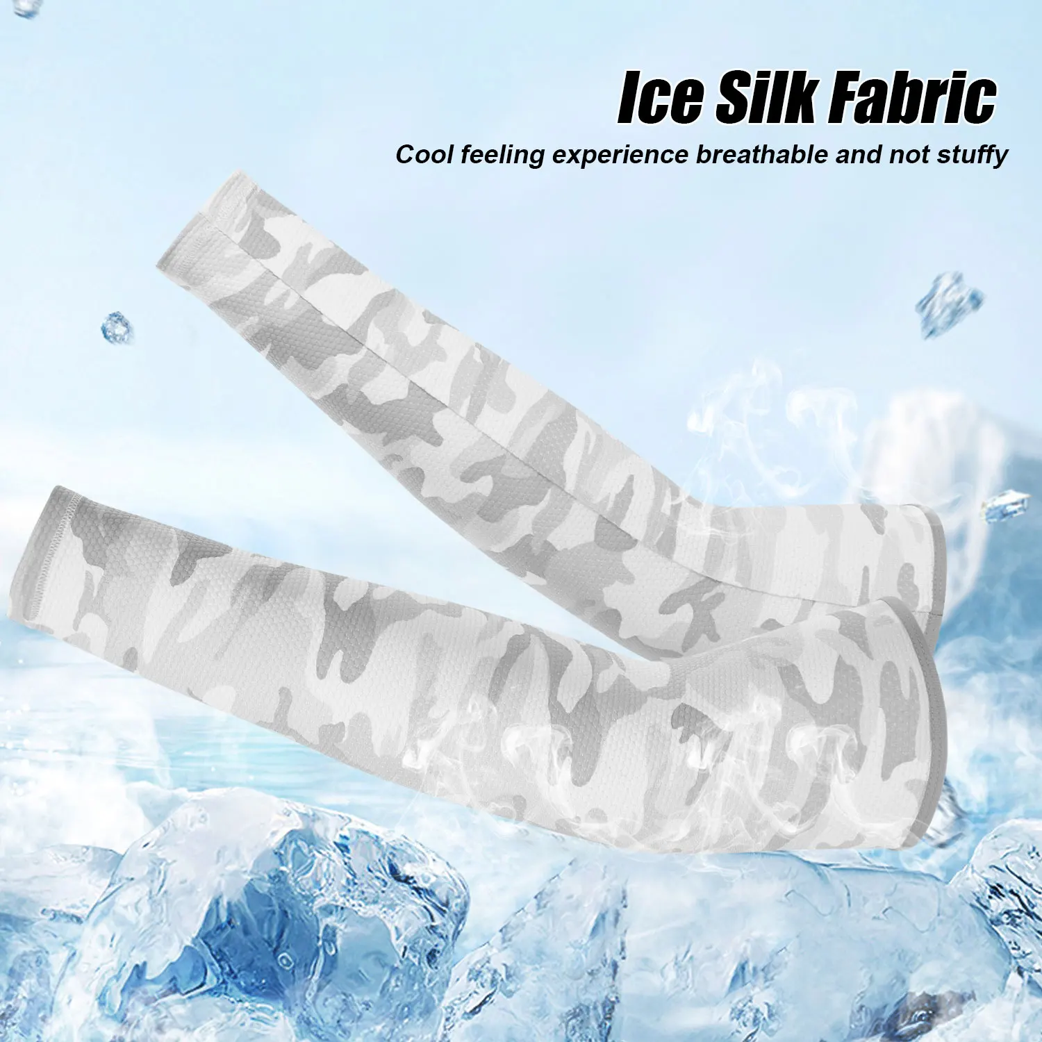 Elastic Arm Sleeves Ice Silk Sleeve Cool Breathable UV Protection Arm Cover for Drive Riding Running Fishing Outdoor Sports Gear