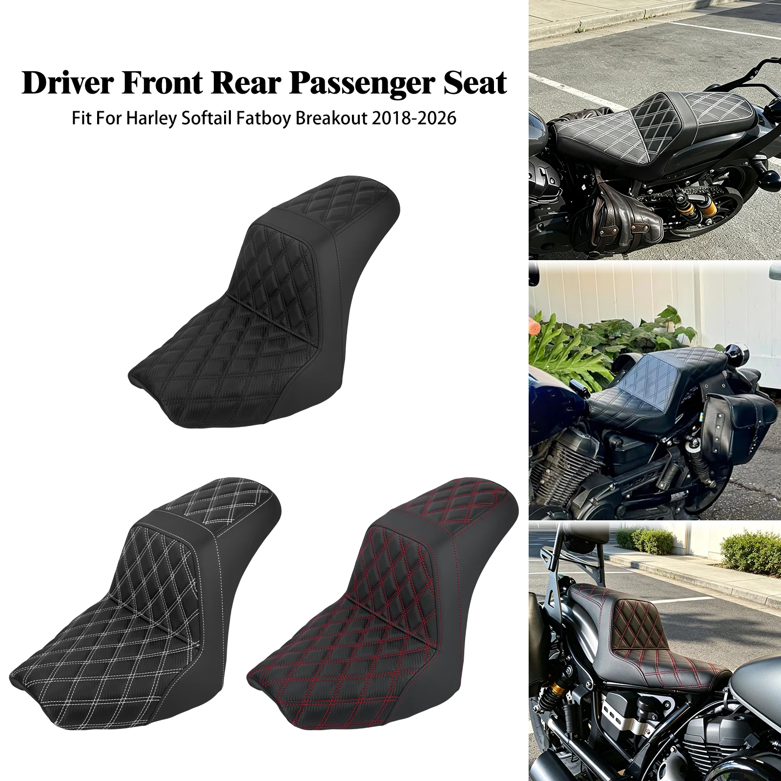 Motorcycle Two Up Seat Front Rear Driver Passenger Cushion Seat For Harley Softail Fatboy FLFB Breakout FXBR 2018 2019 2020-2026