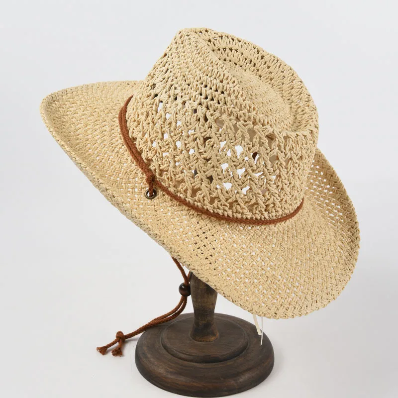 Panama-Strohhut für Herren und Damen, atmungsaktiv, ideal für Sommer, Reisen und Strand, einfarbig, mit breiter Krempe, Sonnenschutz. – Detail 8