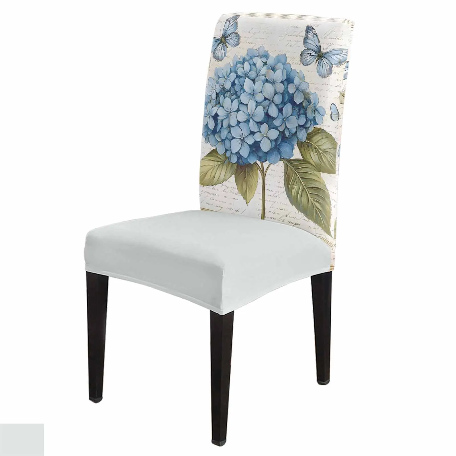 

Blue Flower Butterfly Texture Chair Cover for Dining Room Kitchen Tablecloth Home Decor