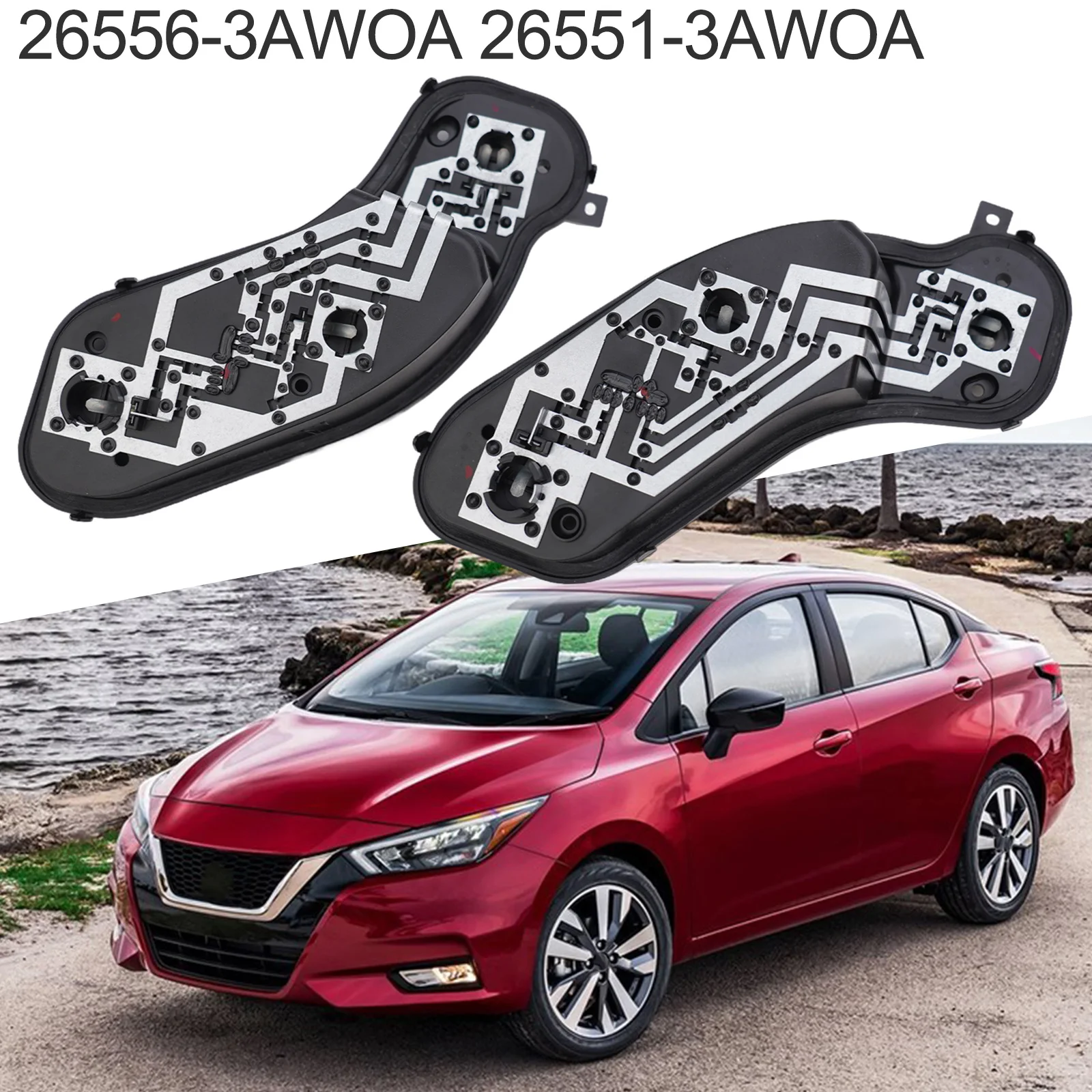 

Пара розеток заднего фонаря для Nissan Versa Sedan 2013 2019, модернизированная электроэффективность прямого кроя, черный, серебристый цвет