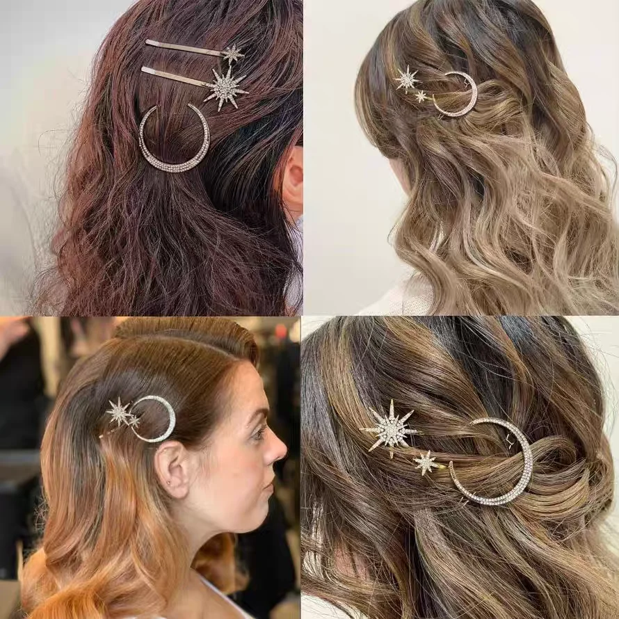AWAYTR 3PCS Fashion Rhinestones Hair Clip Girls Hairpins Metal Alloy Headdress Hairgrip Barrette Holder Women Hair Accessories