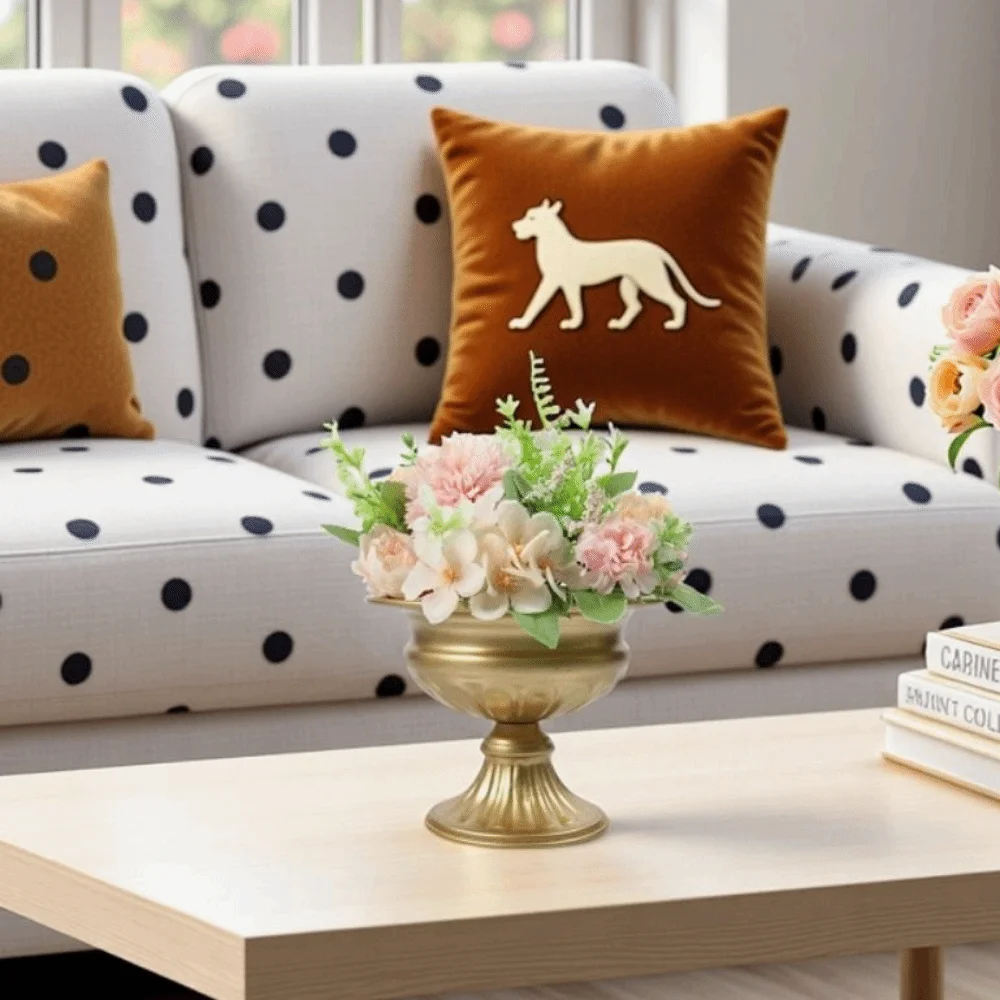 

European Retro Flower Vase Metal High-footed Urn-shaped Vase Luxury Elegant Flower Pots Home Decoration