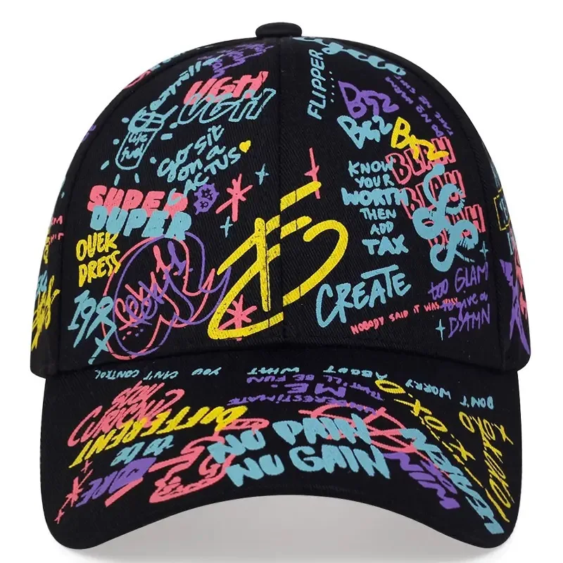 1pc Colorful Graffiti Hip-hop Baseball Cap,outdoor Sun Protection Printed Casual Duckbill Cap,personalized for Men and Women