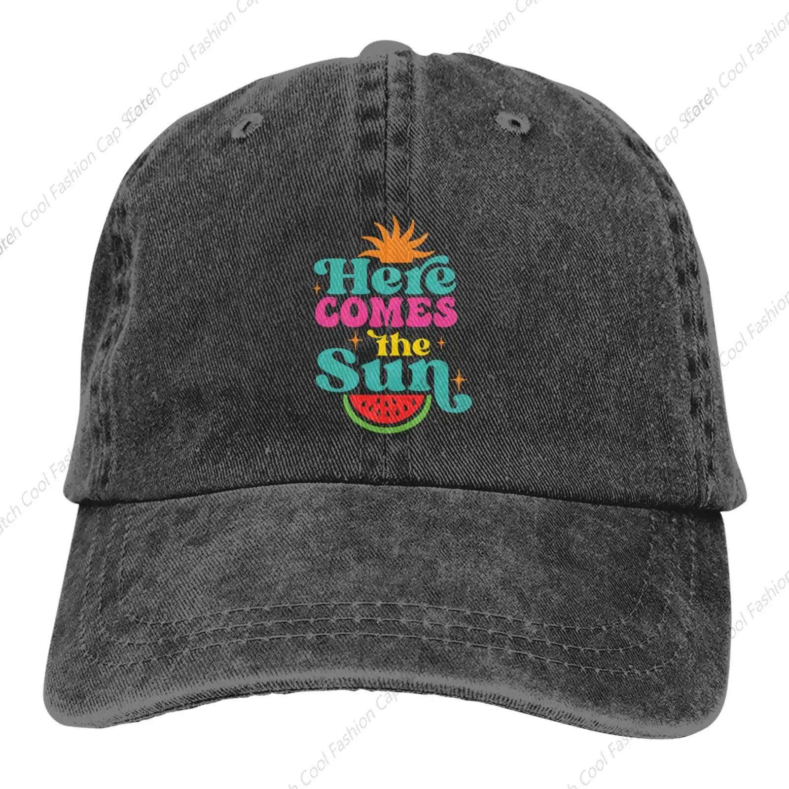 

Here Comes The Sun Baseball Cap for Men Women Vintage Trucker Denim Hat Washed Cotton Fashion Unisex Adjustable Sports