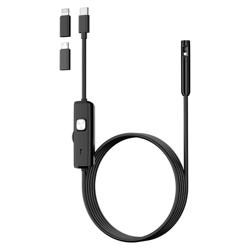 

3 in 1 Industrial Endoscope Dual 8mm 1080P Camera for iOS/Android IP67 Waterproof Borescope Inspection Camera for Piping Engine