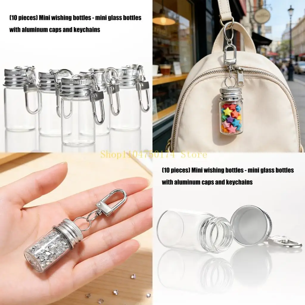 

Миниатюрные стеклянные бутылки с алюминиевыми крышками и прозрачными баночками желаний на брелке, лидер продаж
