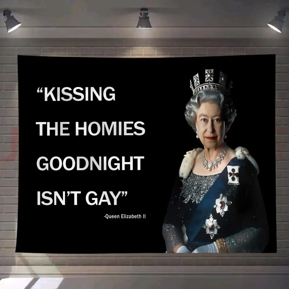 Kissing Homies Goodnight Funny Quote Tapestry Custom Living Bedroom Dormitory Interior Wall Bohemian Decoration Attached Clip