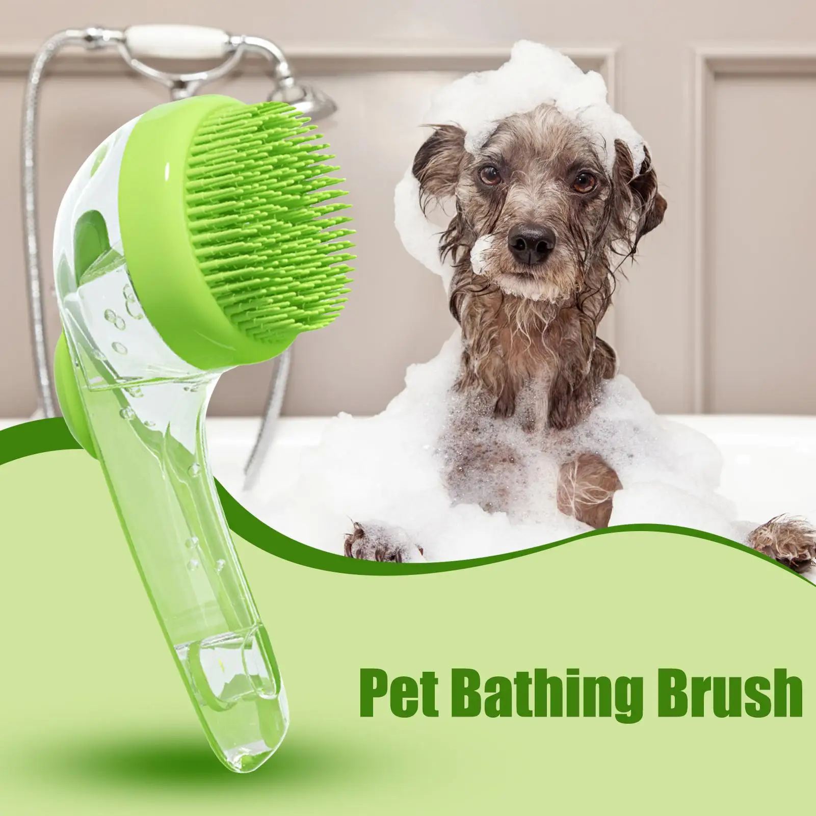 Tragbare Haustier-Hunde-Shampoo-Bürste, weiches Silikon, Gummi, Katzen-Massagekamm, Pflege-Schrubber zum Baden von kurzen Haaren