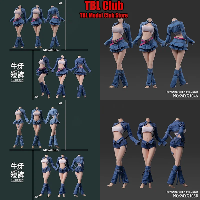 

1/6 Scale Spicy Girl Cowboy Set Retro Futurism Female Clothes For TBL-S12D 12-inch Soldier Action Figure VSTOYS 24XG104 24XG105