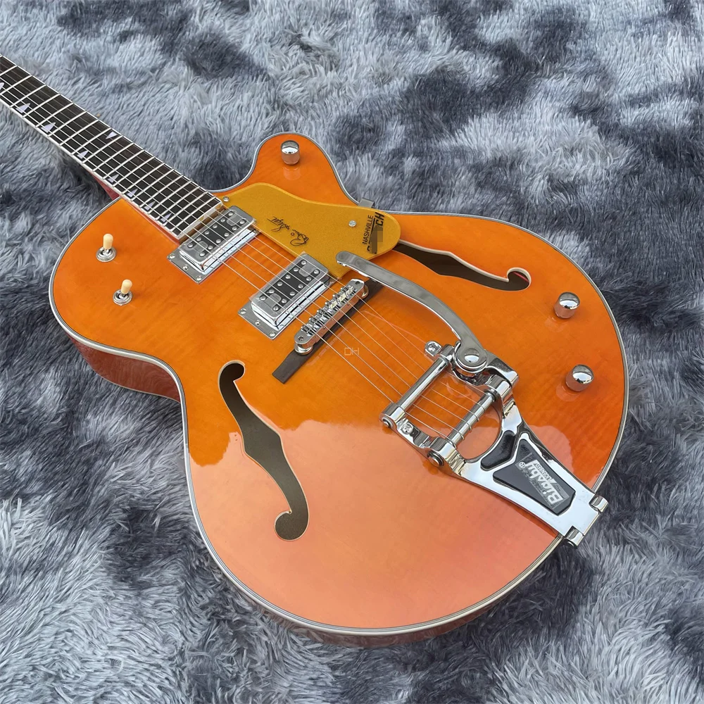 High quality classic JAZZ jazz electric guitar F hole hollow body large rocker silver accessories