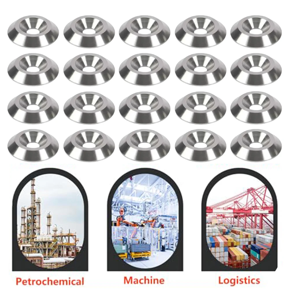 For Countersunk Washers 20 Pcs M6x19x4.5mm Tapered Design Aluminum Alloy for Reliable Fastening in Harsh Environments
