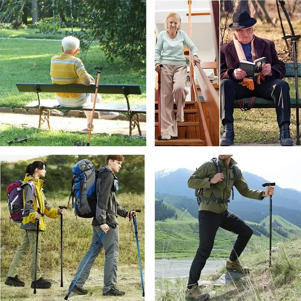 في الهواء الطلق عصي للمشي المشي لمسافات طويلة التخييم تسلق الجبال أقطاب تلسكوبي باتون أقطاب رحلات السفاري للطي قصب العكازات القطب للجنسين