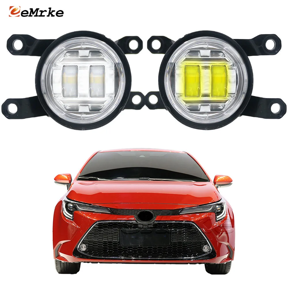 

2X Led Fog Lights Assembly for Toyota Corolla L LE XLE North America 2019-2022 Car Fog Lamp with Lens DRL 30W 12V White / Yellow