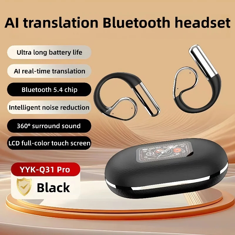 

AI translation Q31 Open Sport Wireless Earphones Bluetooth 5.4 EarHooks Big Bass Sport Headphones 60Hrs Playtime IPX5 Waterproof