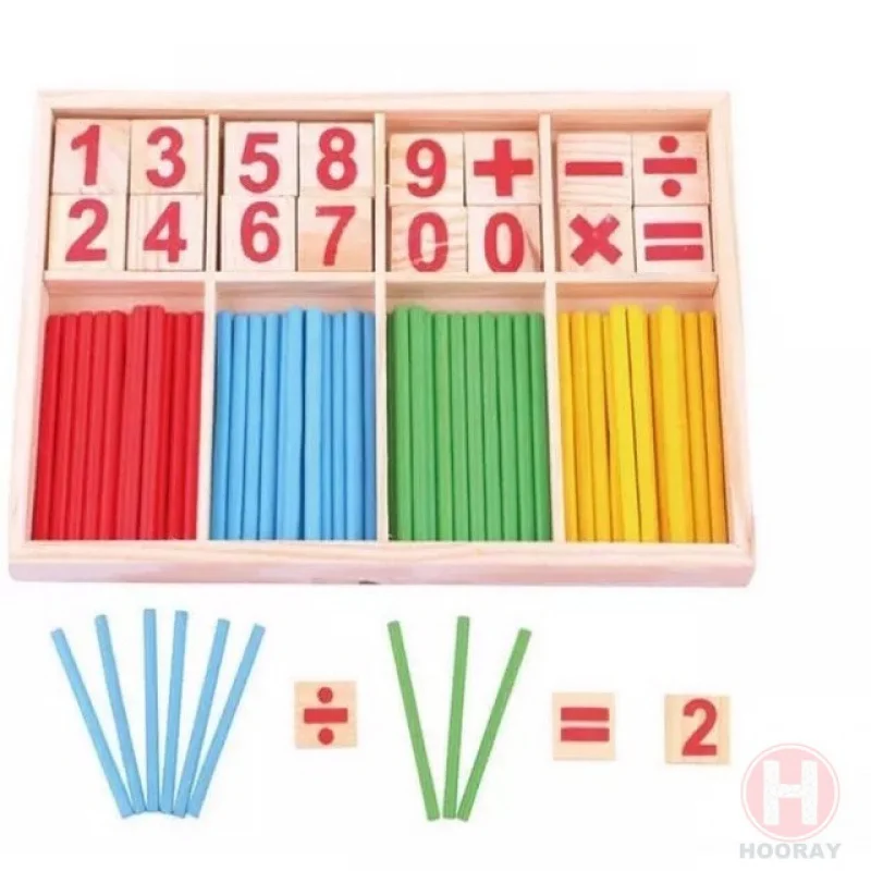 【Melody】Wooden Digital Sticks Counting Game Intelligence Stick Number Box Educational Math Toy For Kids #BK0136#