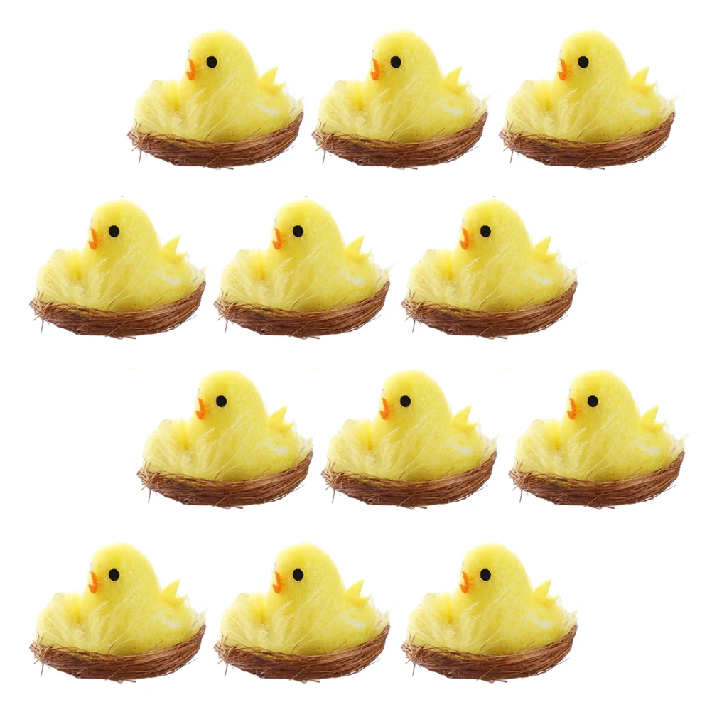 

12pcs Suit Figurines Miniature Chickens Easter Chicken Easter Decor Farm Animal Toys Desktop Decorations Gifts