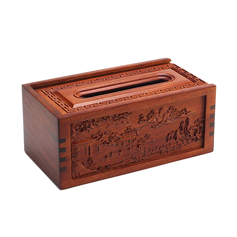 

Solid wood mortise and tenon paper box, mahogany household living room tissue box, desktop creative paper box with lid