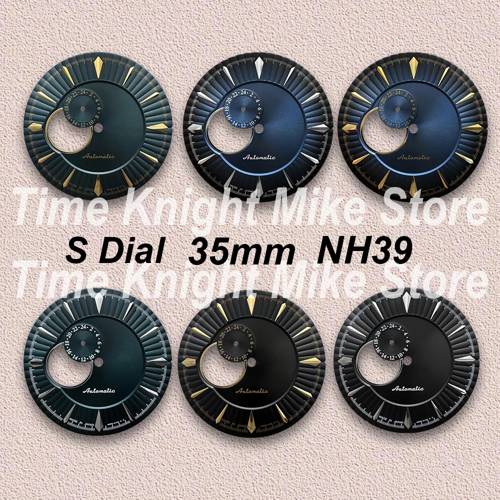 35mm S Logo Cocktail Dial Fit NH39 Japan Automatic Movement High-Quality Vertical Hollow Out Watch Modification Accessories