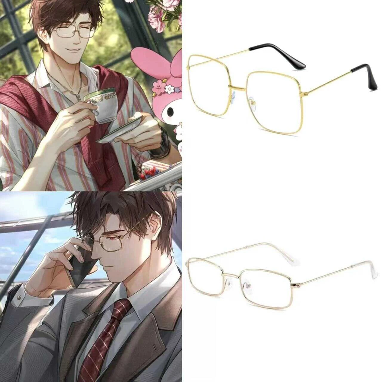 Light and Night Evan Cosplay Non-prescription Glasses Cartoon Eyeglasses Anime Pendant Necklace Spectacles Accessories Eyewear