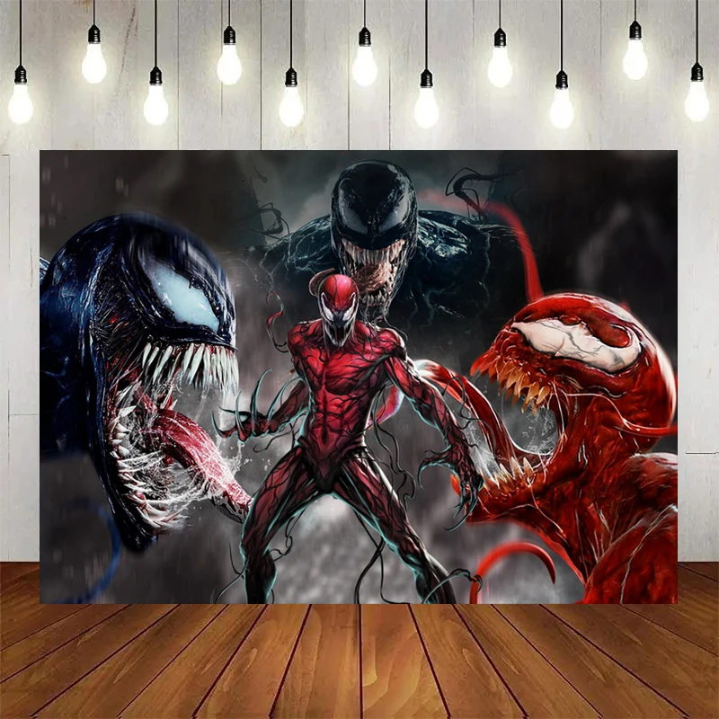 Venom Theme Birthday Background Adult Child Birthday Party Decoration Supplies Baby Shower Backdrop Photography Props 2024