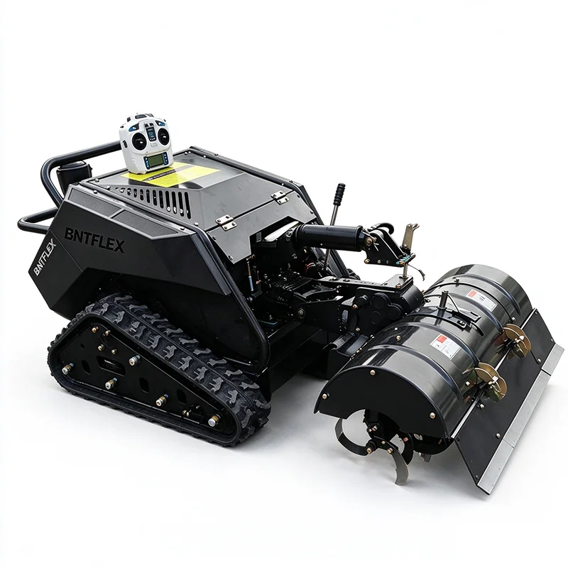 22HP Air-Cooled Remote Crawler Tiller Multifunctional High Power Farm Machine for Tilling Ditching Weeding Grass Shredding