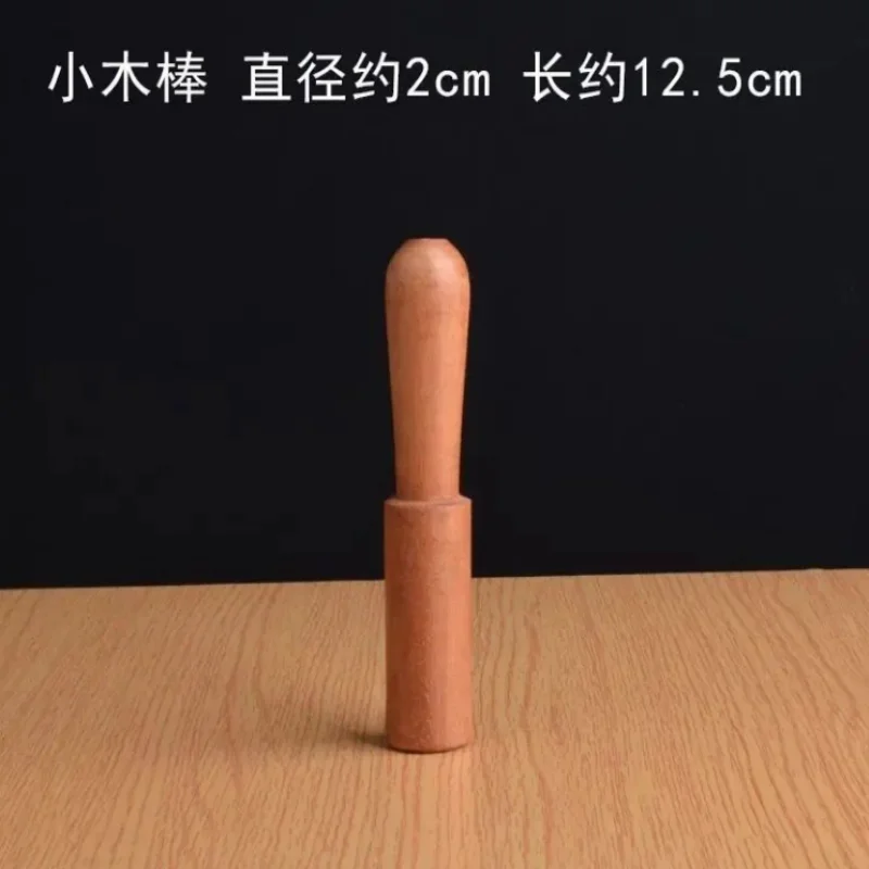 Nepal Handmade Tibetan Singing Bowl Accessories Peach Wood Stick Wrapped Leather Knocking Hammer, Grinding Rod Home Decor