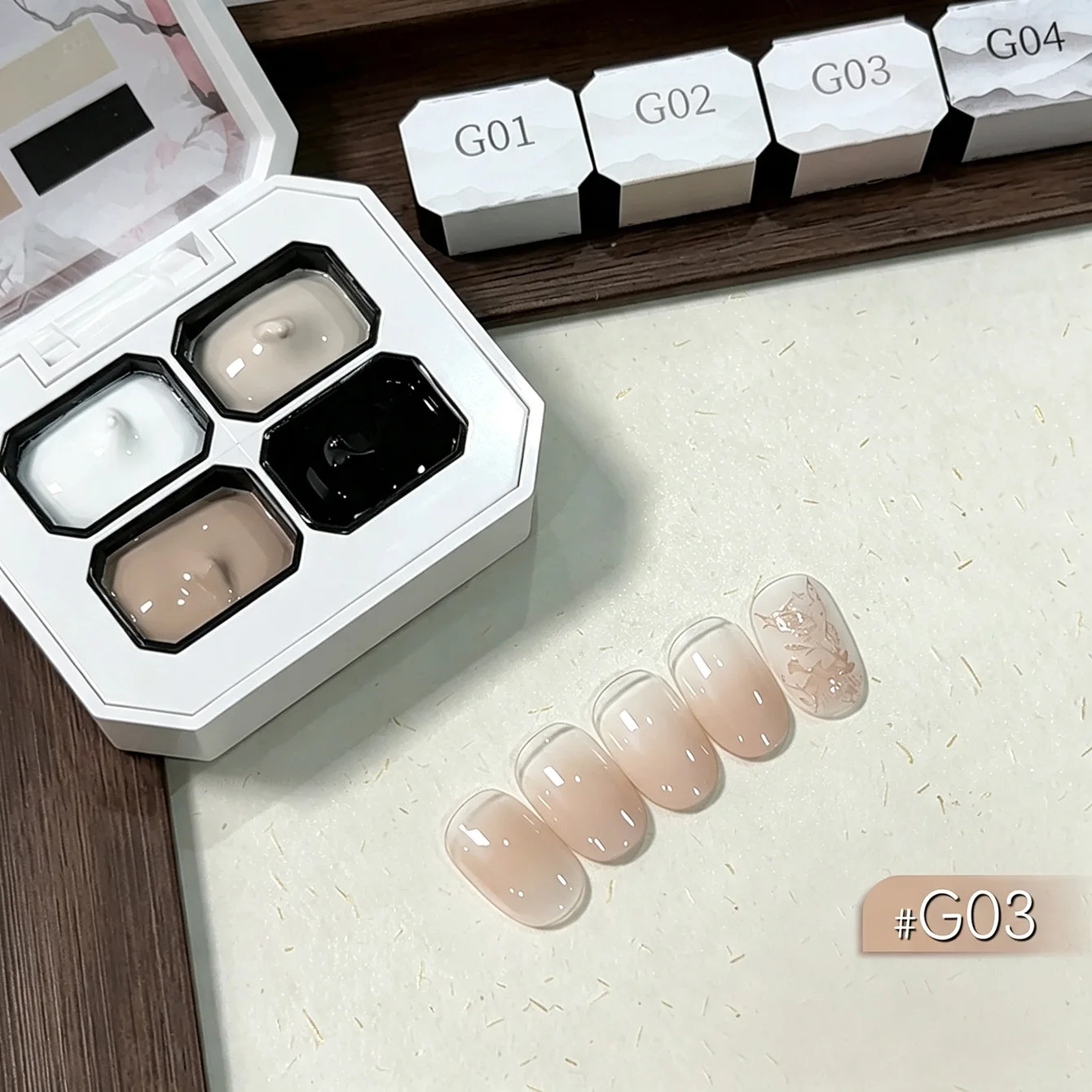 4-Farben-Nagellack-Gel-Nagel-Concealer offline Hochsättigendes Farbverlauf-Nagelkunst-Gel-Lack Weiße Nägel Schwarze Nägel – Detail 10