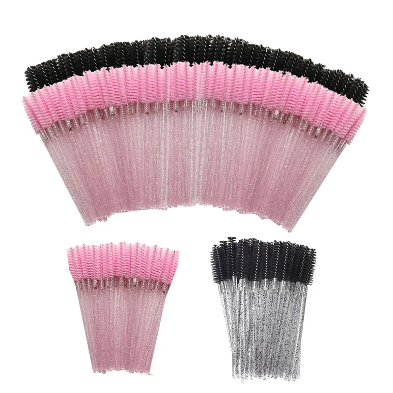 New 100pcs Spoolie Brushes Eyebrow Comb Brushes Eyelash Extensions Brush Microbrush for Eyelashes  Makeup Cosmetic Tools HZS24