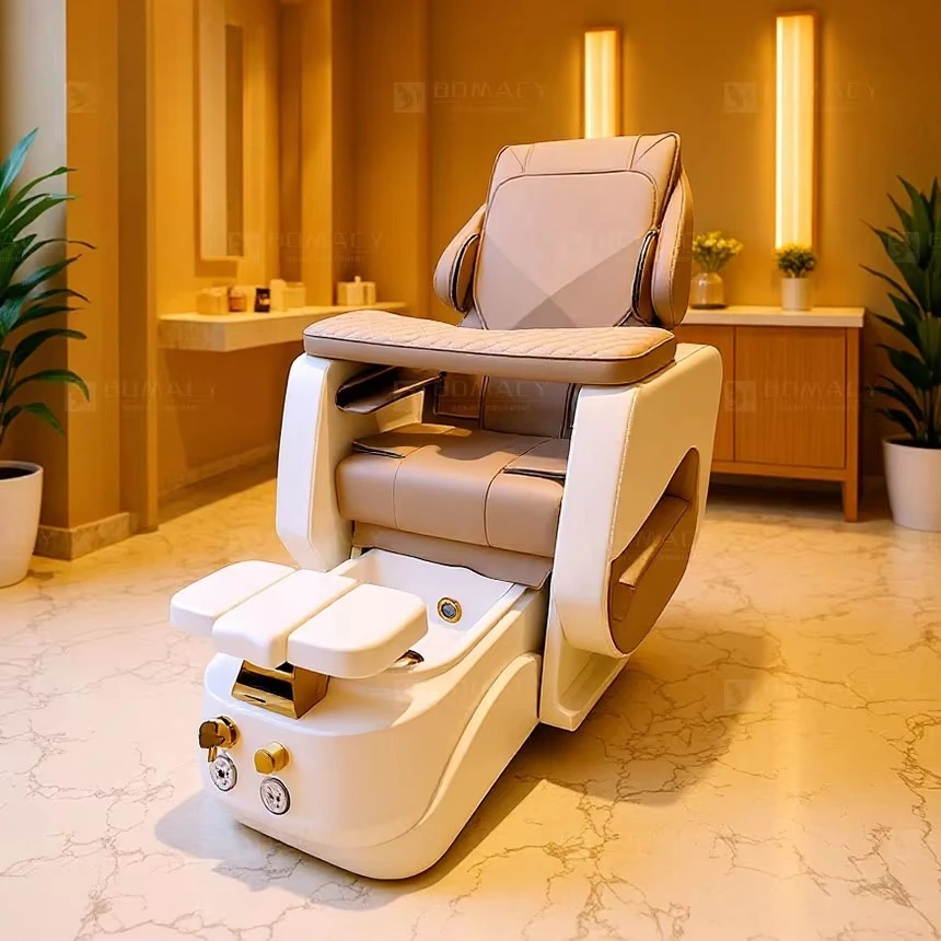 Branded Pedicure Chair - Waterproof PU Leather + Adjustable Backrest, Custom Logo, High-End Salon Furniture