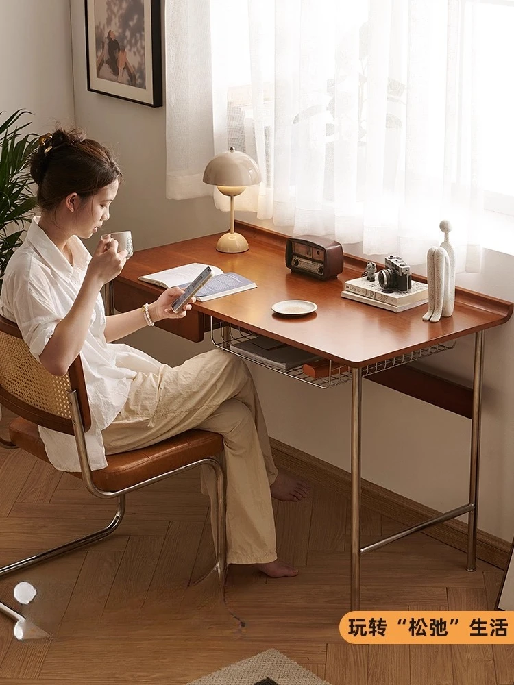 Solid wood desk retro, small apartment workbench simple computer desk, office study table