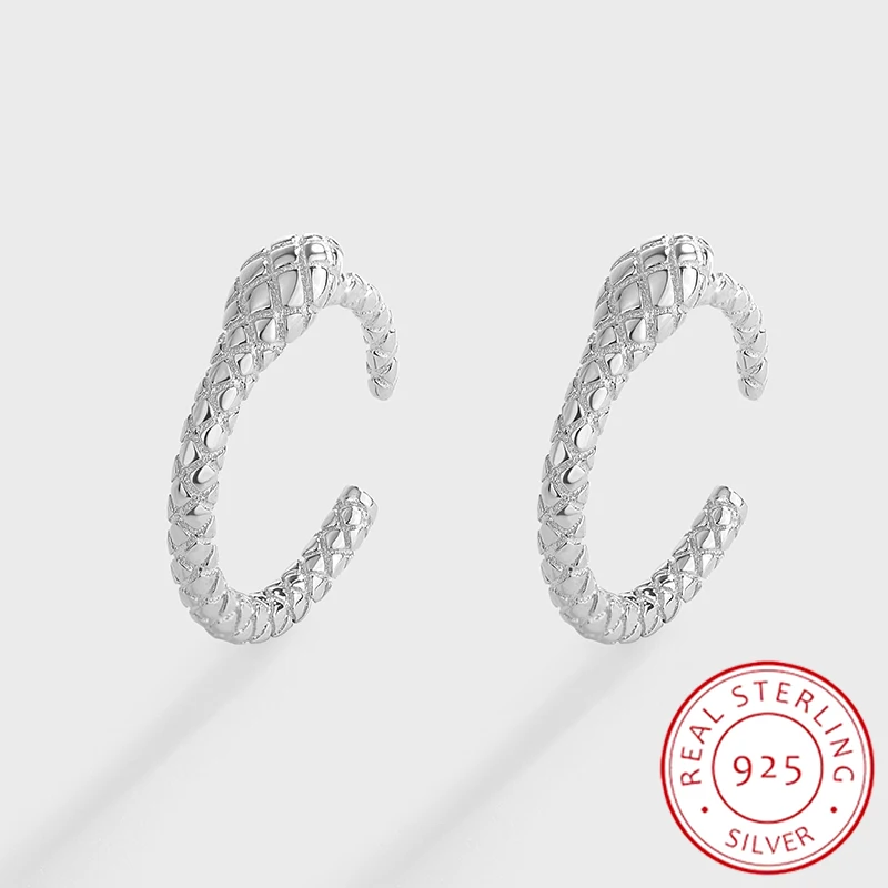 

NEW Creative Animal Snake Shape Original Genuine Sterling Silver Earrings For Women Girl Simple Engagement Bridal Gift Jewelry