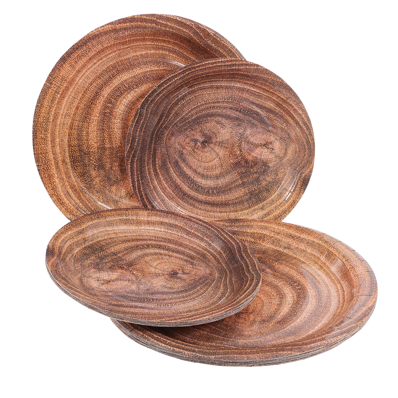 

20pcs Wood Grain Paper Plates Disposable Elegant Rustic Design Party Camping Tableware Fruit Dessert Plates