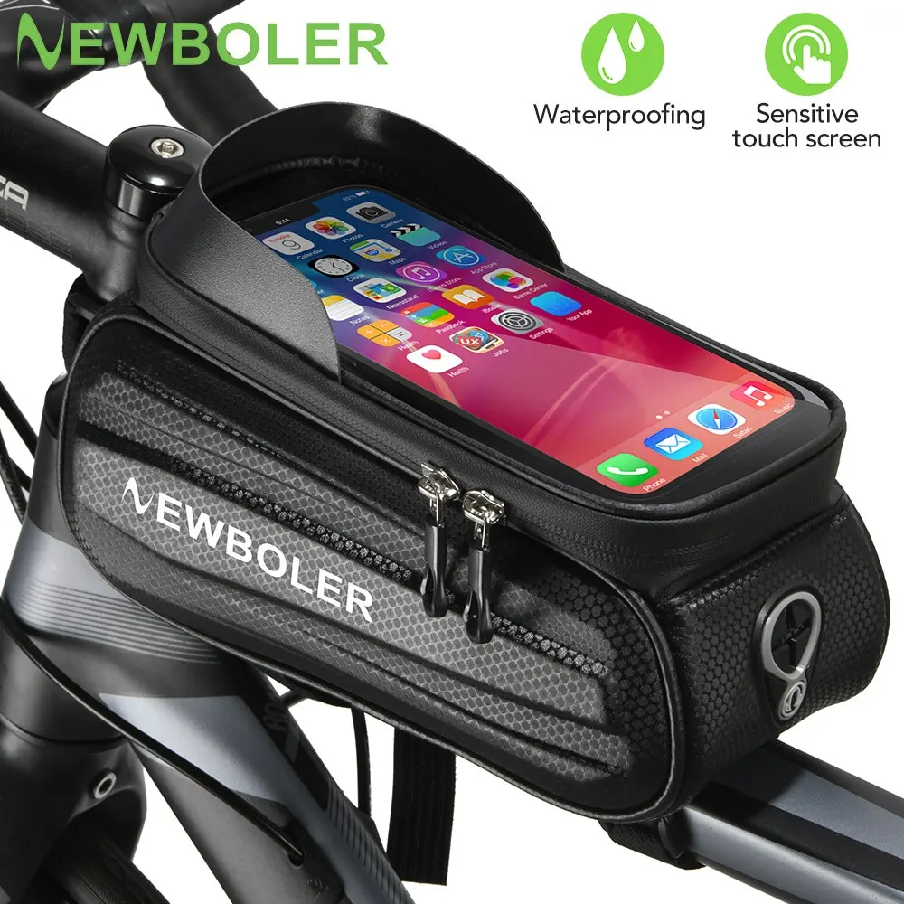 NEWBOLER Bicycle Bag Waterproof Touch Screen Cycling Bag Top Front Tube Frame MTB Road Bike Bag 7.2 Phone Case Bike Accessories