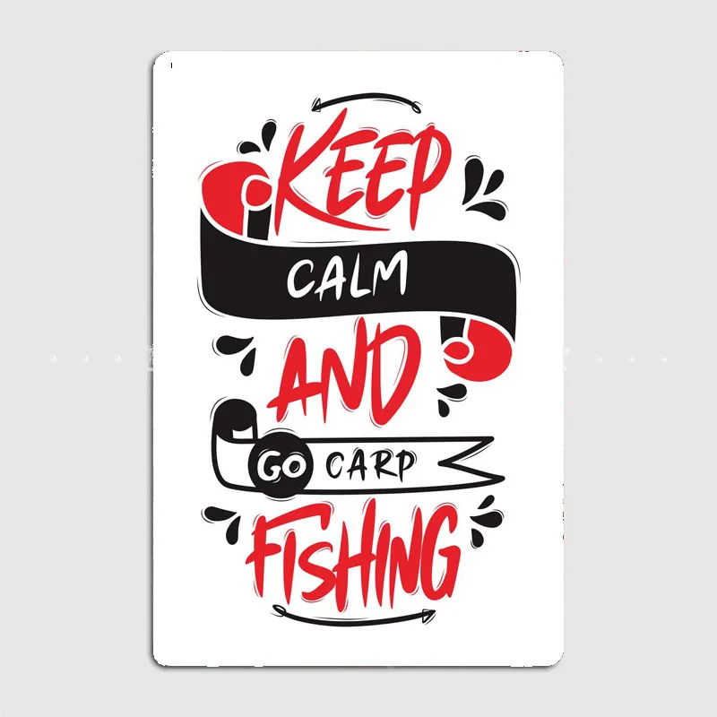 Keep Calm And Go Carp Metal Plaque Pub Painting Wall Mural Printed Sign Tin Sign Poster Retro