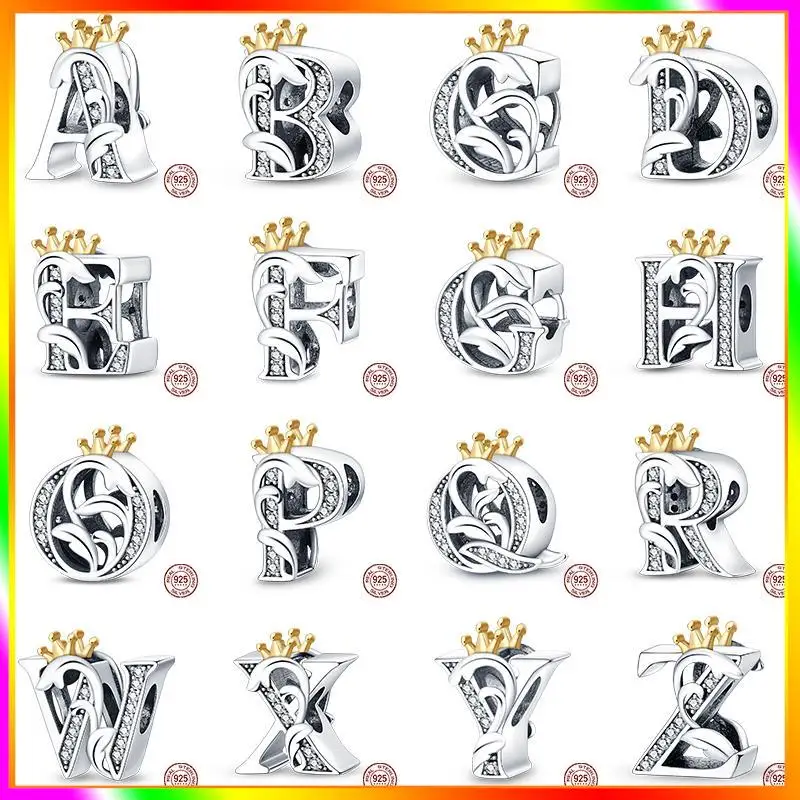 

New in 26 A-Z Alphabet Beads 925 Sterling Silver Letter Charm Fits Original Pandora Charms Bracelet Silver Jewelry For Women