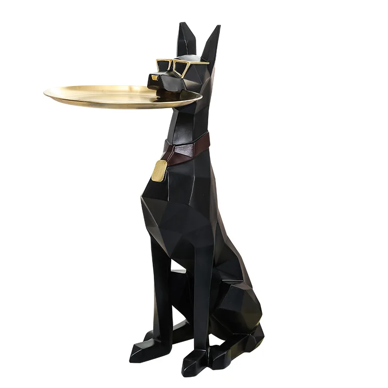 

Large Doberman Side Table Support Big Doberman Statue Tray Dog Puppy Sculpture Tray Luxury Living Room Decorations Home Ornament