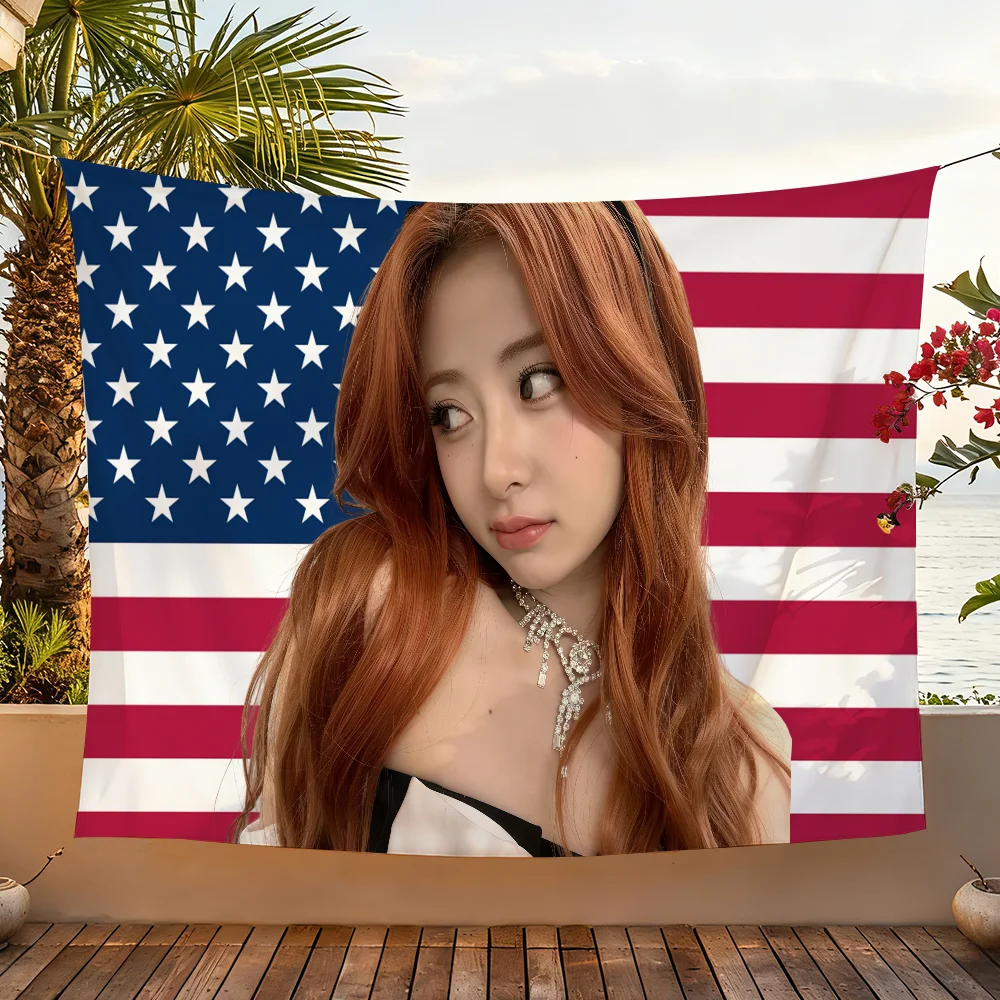 Singer H-Huhs Y-Yunjin USA flag For Garden Party Living Room Home Wall Decor Banner Bedroom Outdoor Tapestry