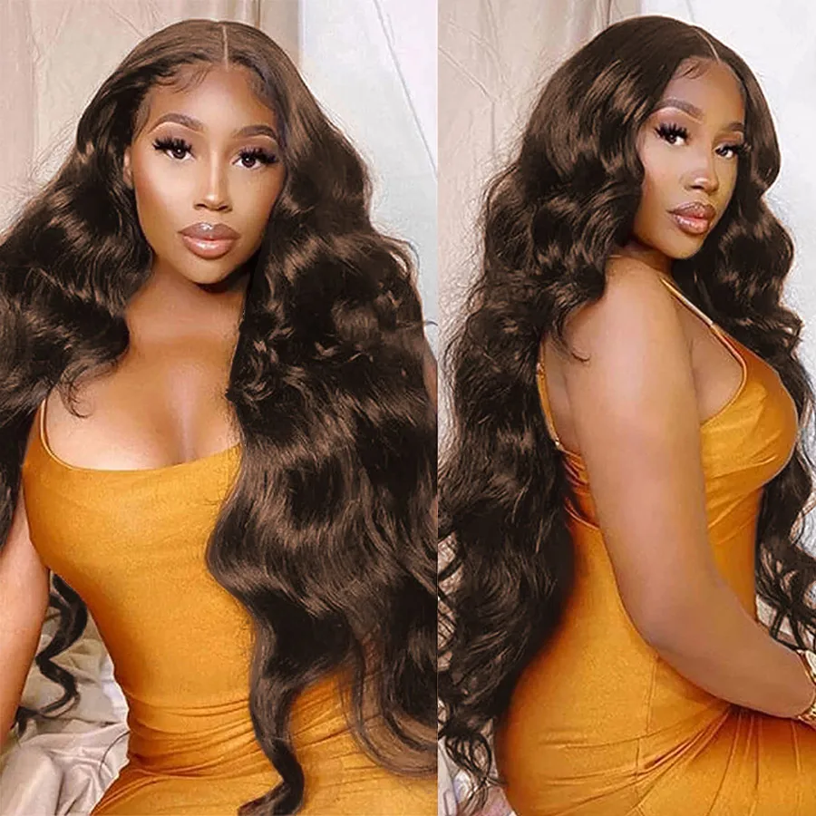 13x4 Chocolate Brown Body Wave Lace Front Wigs HD Transparent Lace Front Wig Human Hair Colored Human Hair Wigs For Black Women