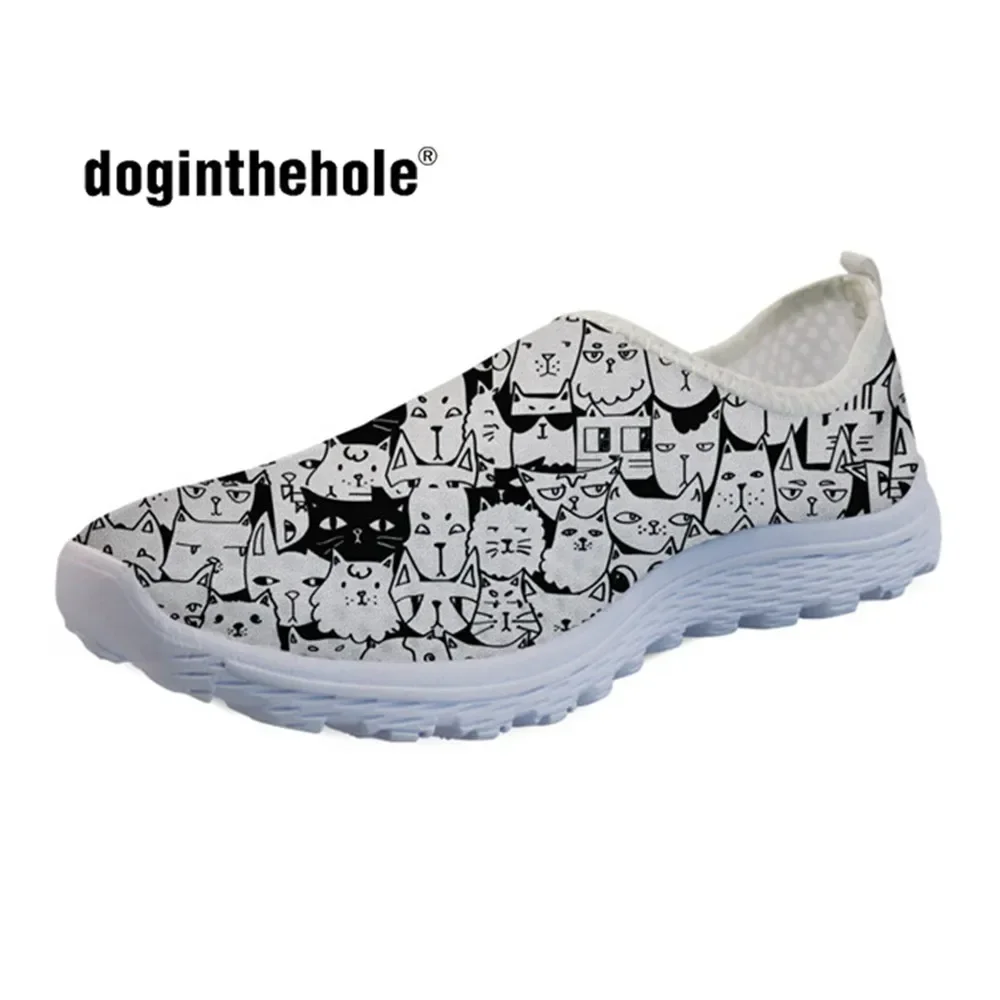 3D Cute Cat Puzzle Pattern Summer Light Mesh Sneakers For Woman Spring Flats Girls Shoes Casual Women Loafers Mujer
