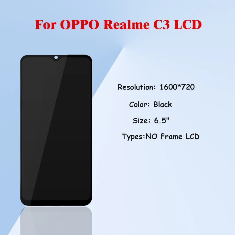 For  OPPO Realme C3  LCD Display Touch Screen Digitizer Assembly For Realme RMX2027 RMX2021  RMX2020 Display