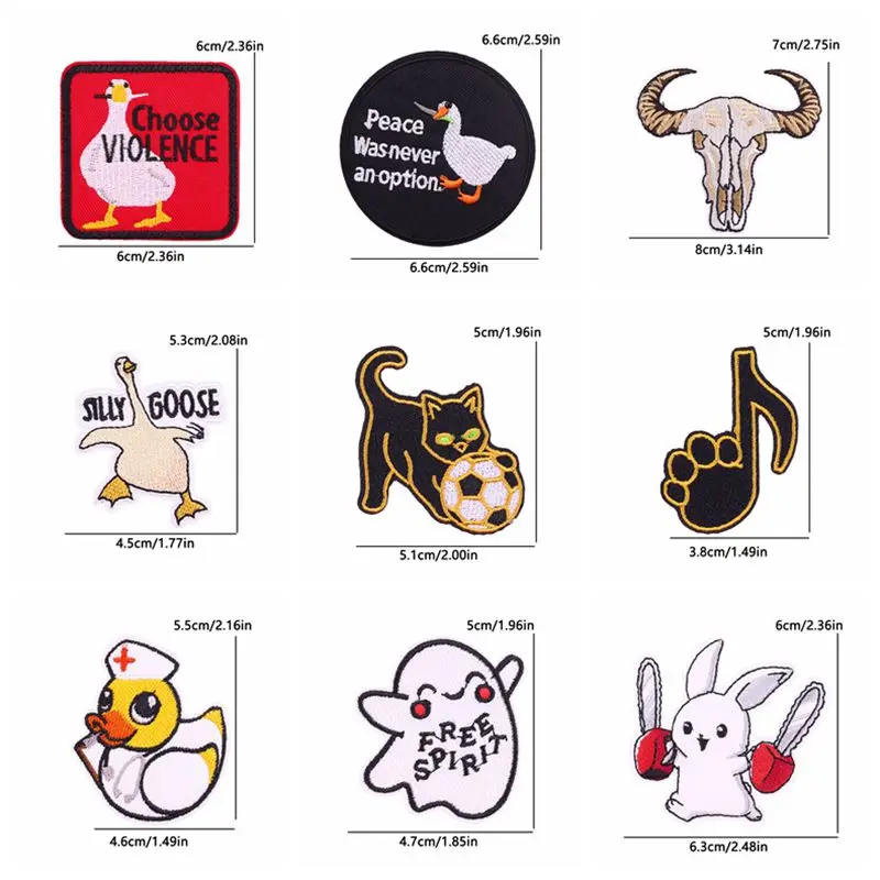 10PCS Wholesale Silly Goose Embroidered Patches For Clothing thermoadhesive Patches On Clothes Animal Iron On Patch Backpack DIY